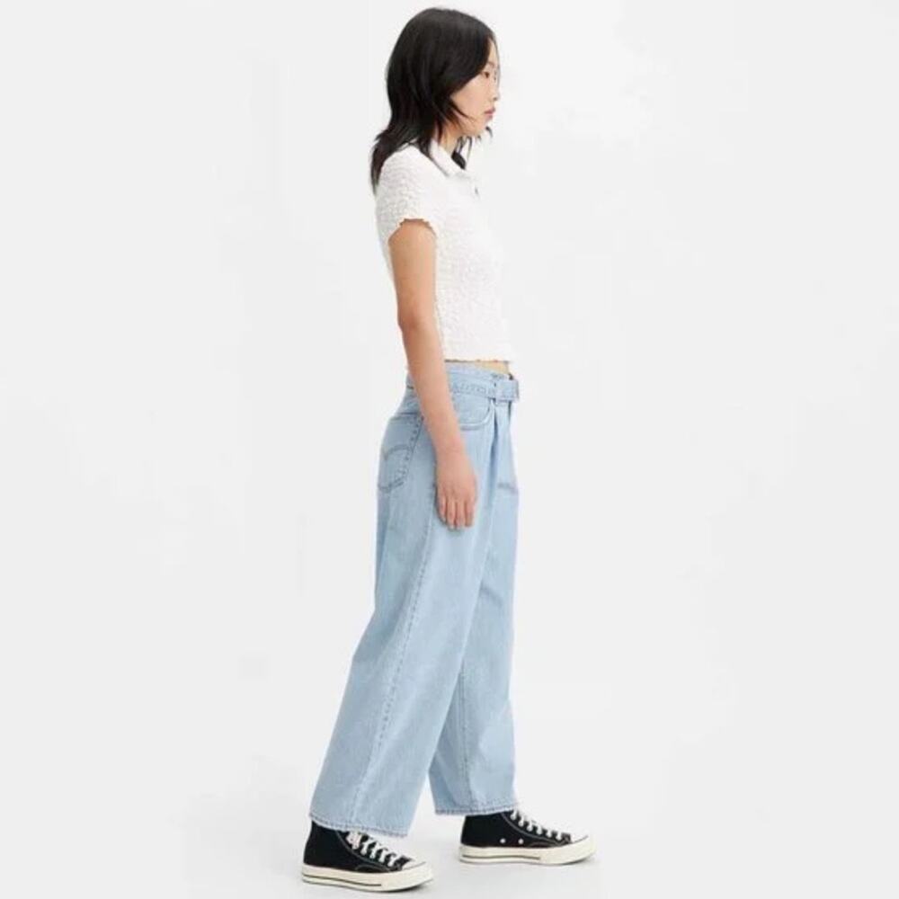Levis Baggy Jeans Living Legend Light Wash Belted High Rise Wide Leg 30 - Picture 3 of 15